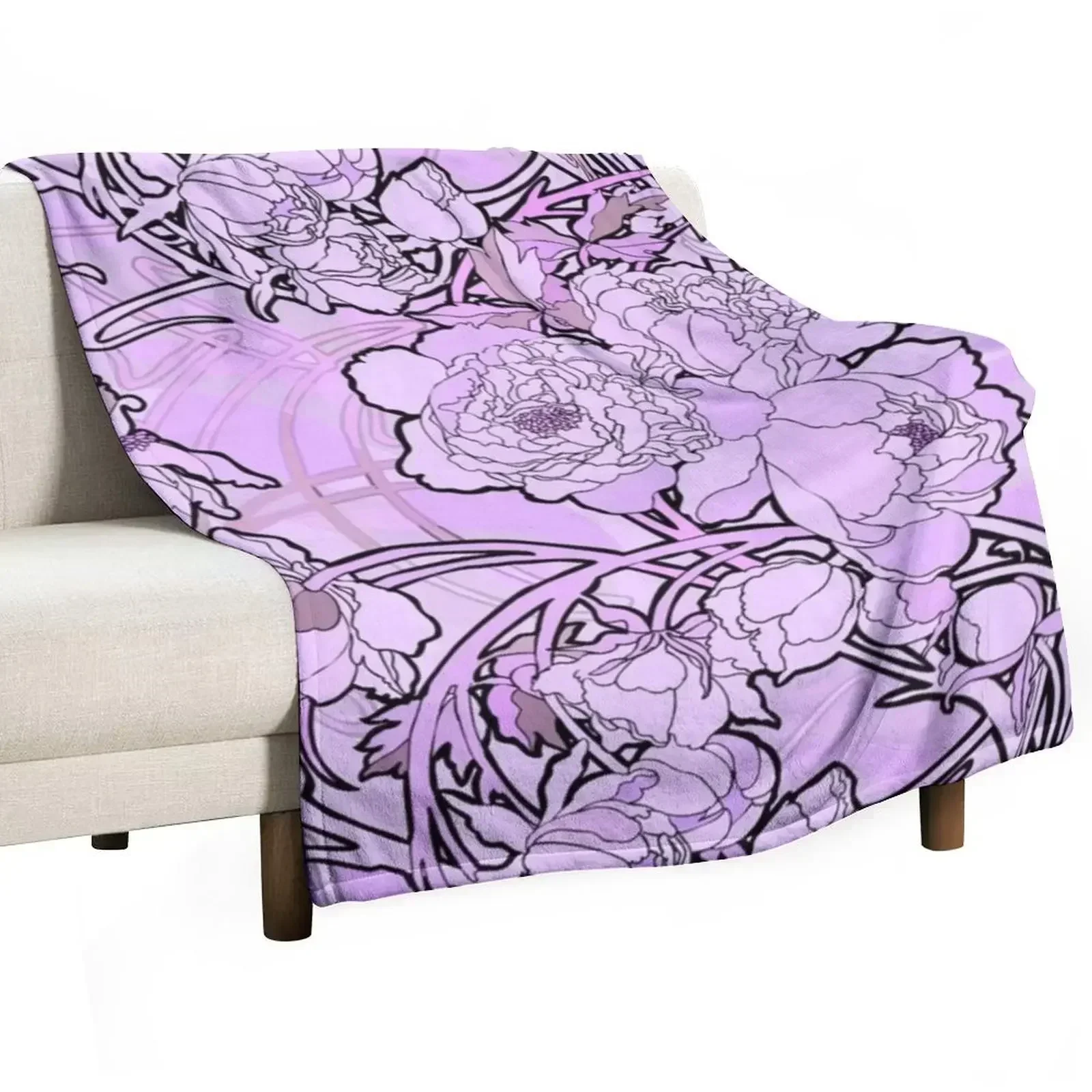 Alphonse Mucha - Flowers, (1860-1939),No,06. Throw Blanket christmas decoration halloween Camping Travel Designers Hair Blankets