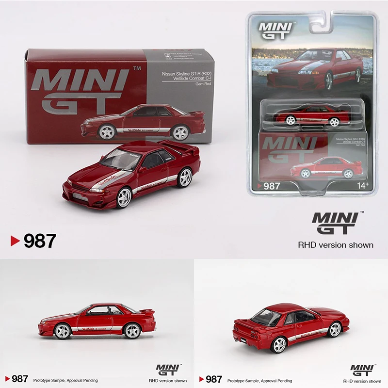 

MINIGT в наличии 987 1:64 Nissan Skyline GTR R32 VeilSide Combat C-I Gem Red, литая под давлением модель автомобиля, коллекция игрушек