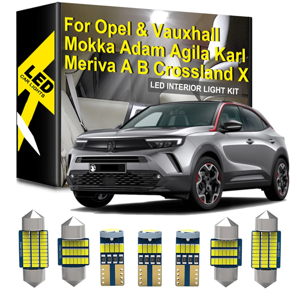 

Interior LED For Opel Vauxhall Mokka Adam Agila Karl Meriva A B Crossland X Canbus Vehicle Indoor Dome Map Light Kit 2000-2021