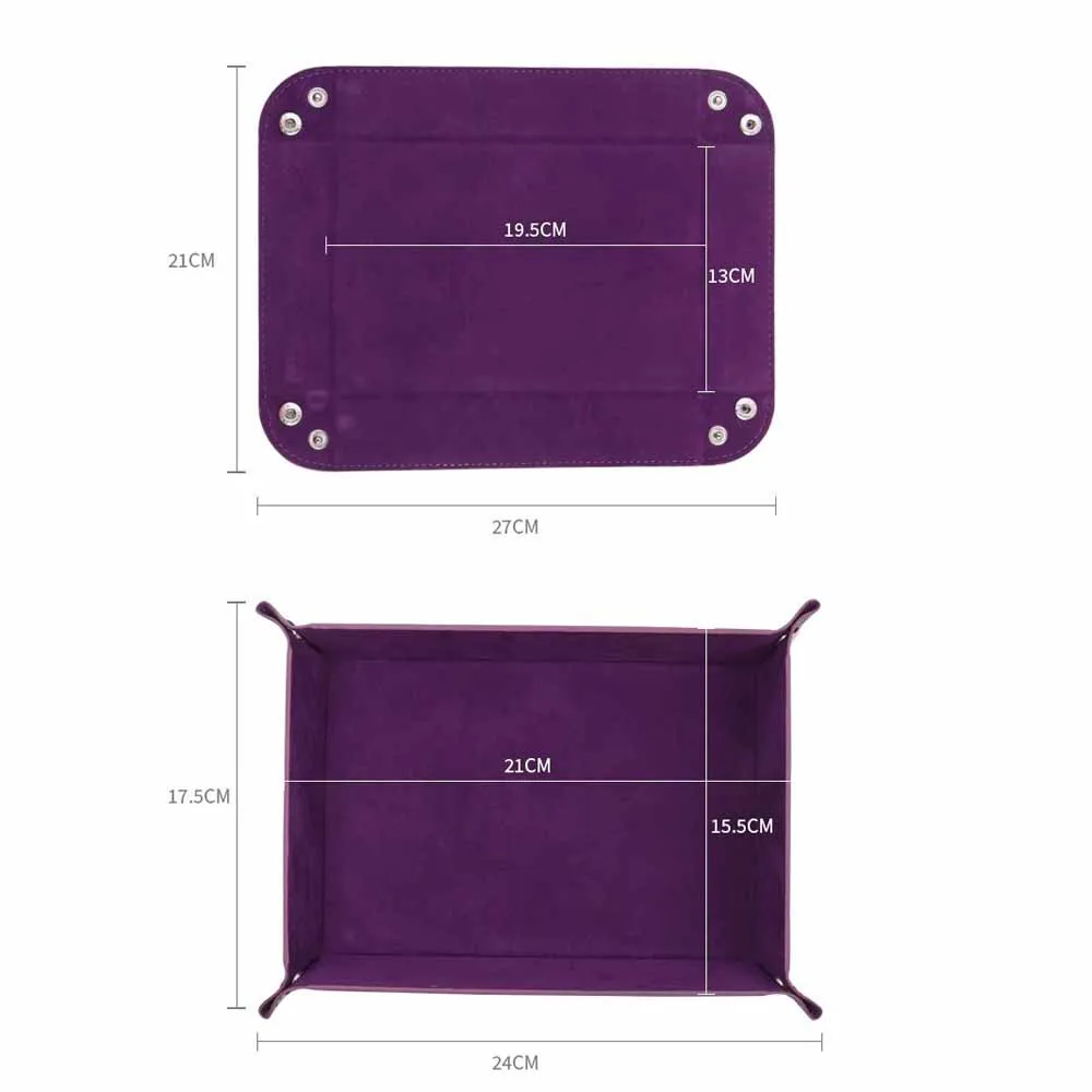 Rolling folding square dice game storage tray felt storage tray double-sided party supplies thickened office supplies storage to