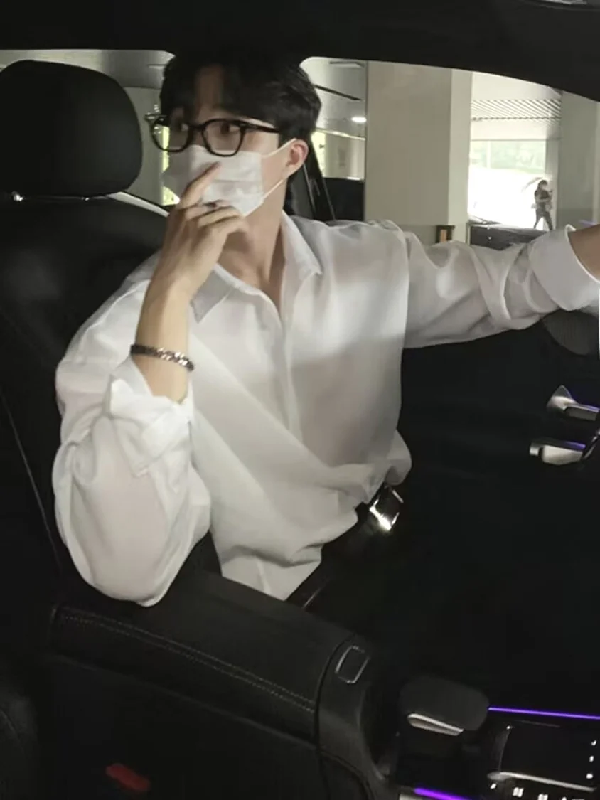 

Ele Ice Silk Men's Long Sve irt Sl Loose Fit Anti-Wrinkle Iron-Free Faionable Youthful All-Season Basic Sle