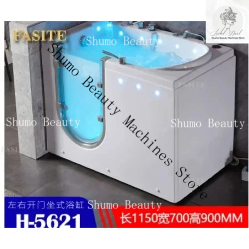 New Acrylic Bathtubs with Open Doors, Round, Square Bathtubs with Side Doors, Bubble Massage Bathtubs