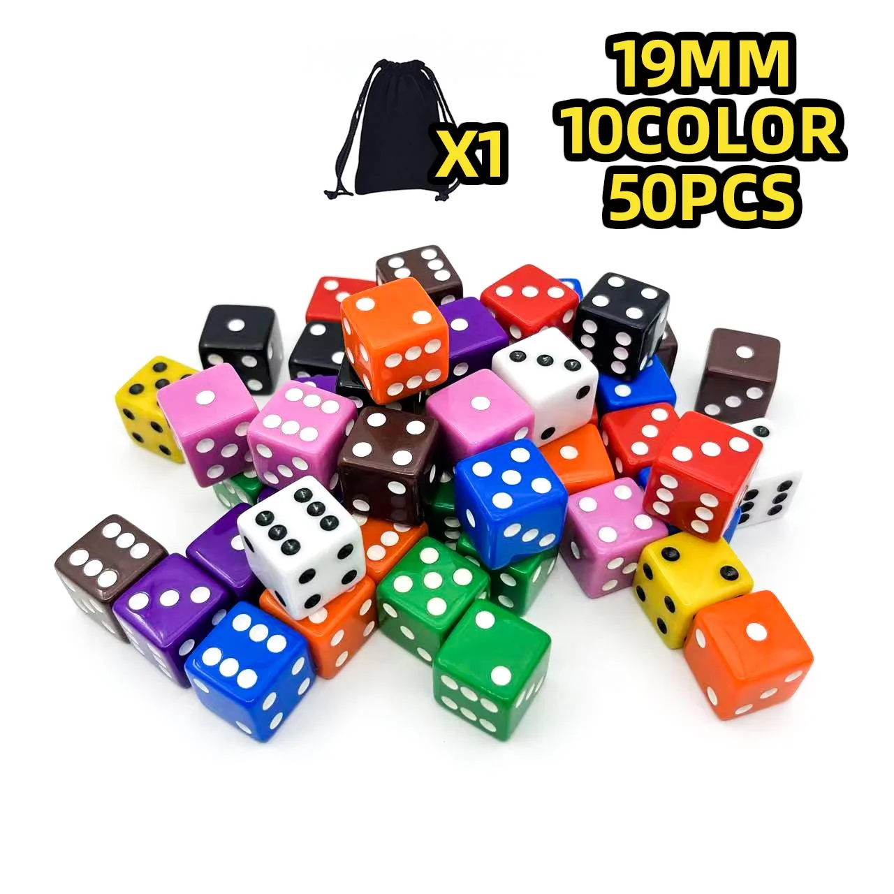 19 مللي متر أكريليك 6 جانب D6 زاوية مربعة نرد ملون غير شفاف لعبة الطاولة هدية حفلة #6