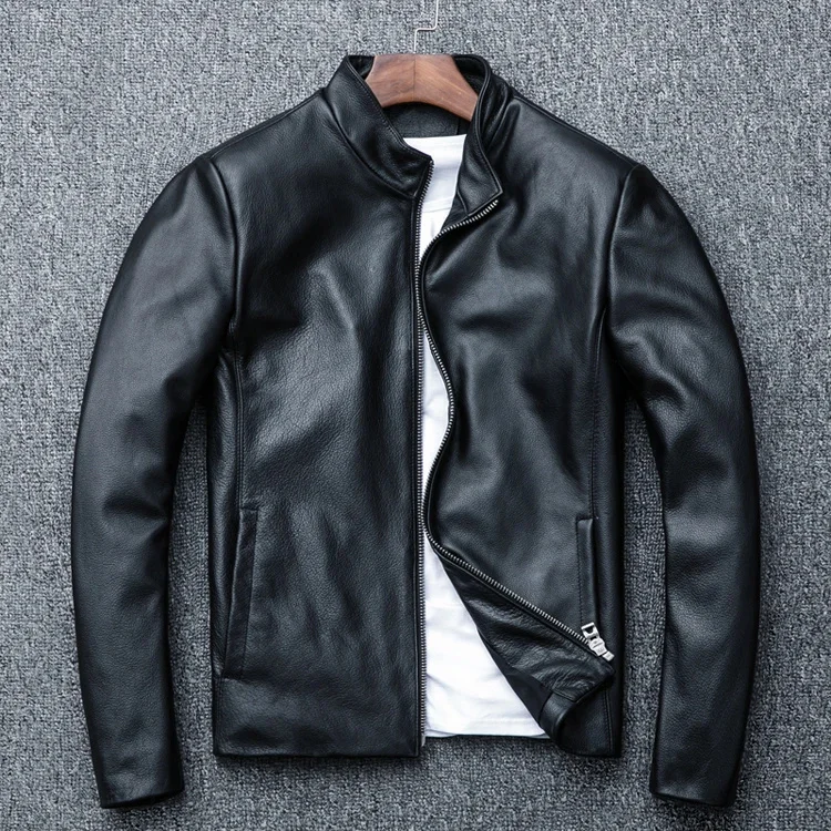 YR!Wholesales.Brand New Father's genuine leather jacket for man.cowhide coat.Plus size slim motor clothes