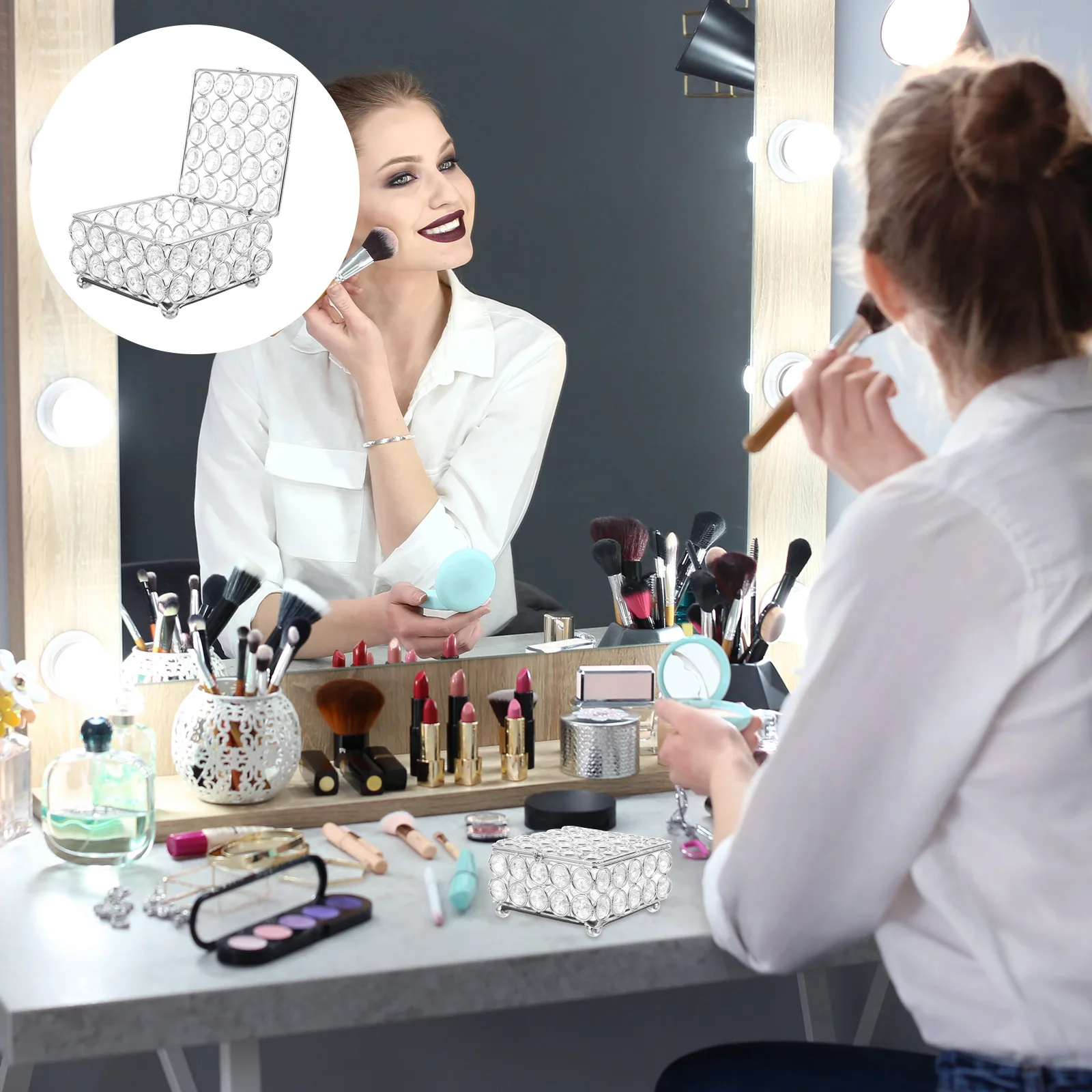 Crystal Jewelry Box Small Jewelry Case For Ring Bracelet Necklace Storage Gift Box Anniversary Birthday Valentine Decor
