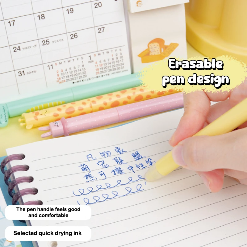 

Набор из 4/8 шт. гелевых ручек с гладким письмом, долговечных, с милыми животными, стираемых, для школы, офиса, дневников, подарков на дни рождения и праздники