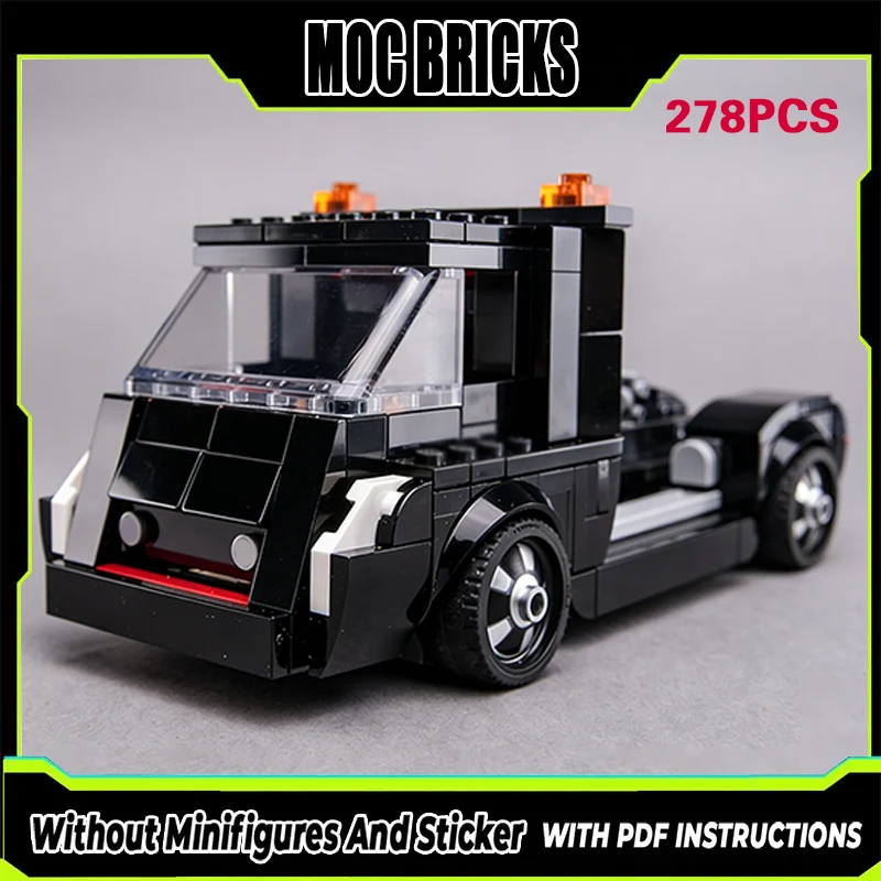 

City Car Model MOC Building Bricks Black Cargo Transport Truck Modular Technology Gifts Holiday Assemble Children Toys Suit