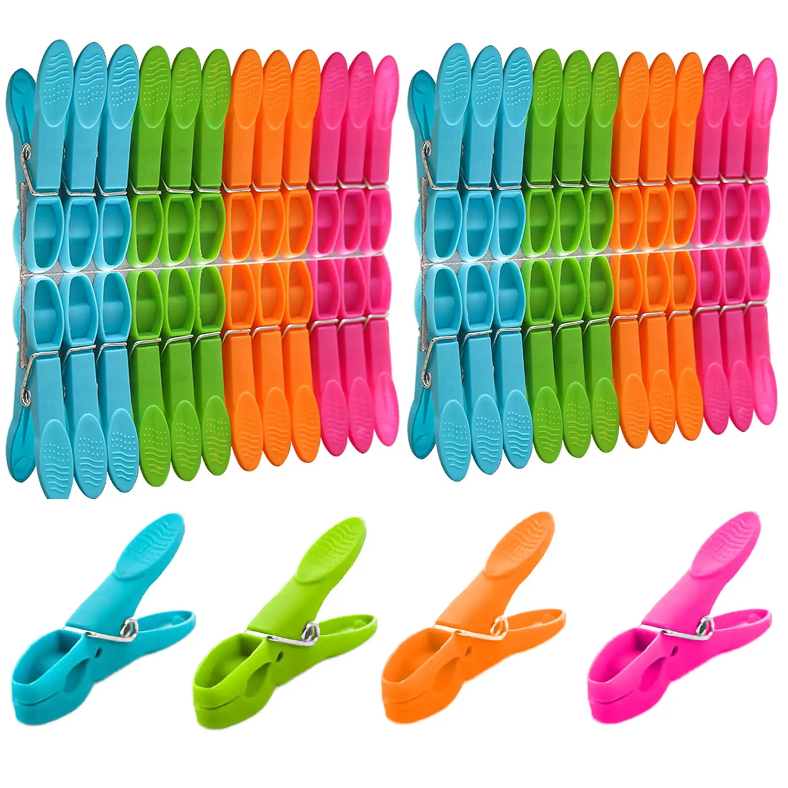 24 Pcs Clothes Pegs, VEGCOO Plastic Clothes Clips Clothes Pins Durable and Windproof Laundry Pegs, Strong Clothes Pegs for Washi