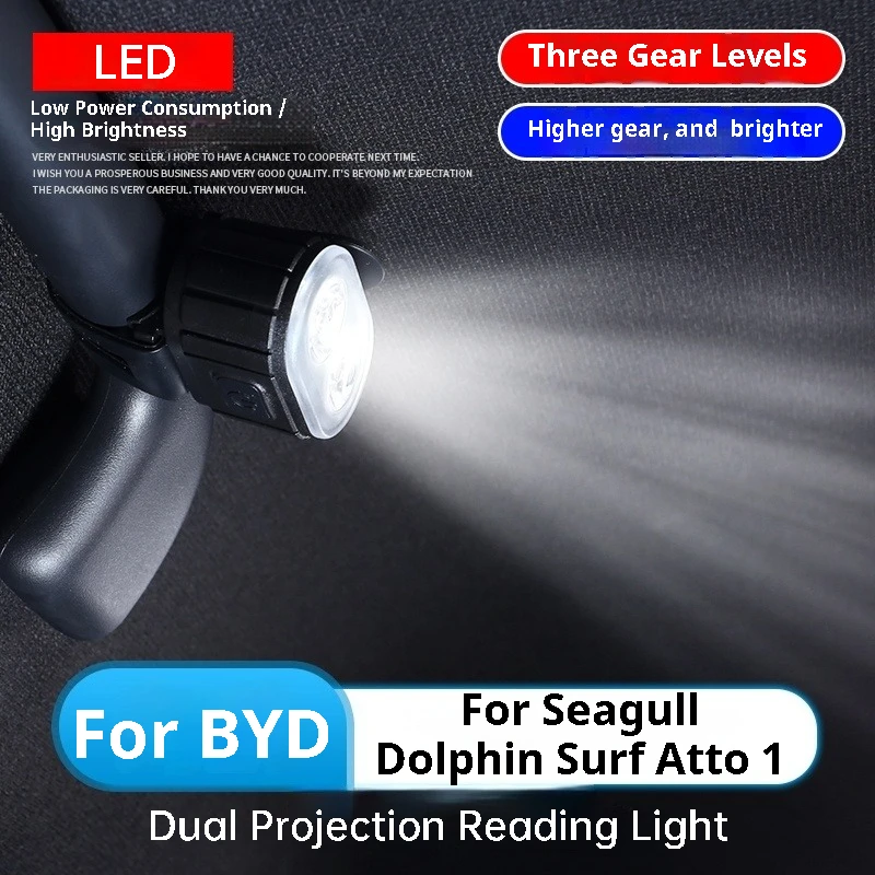 

For BYD Seagull Dolphin Surf Atto 1 Car Roof LED Reading Light Dual Beam Highlight Reading Atmosphere Lamp Decoration Accessory