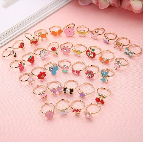 New Unicorn Korean Children\'s Jewelry Alloy Ring Cartoon Cute Children\'s Ring Cute Beautiful Mix Adjustable