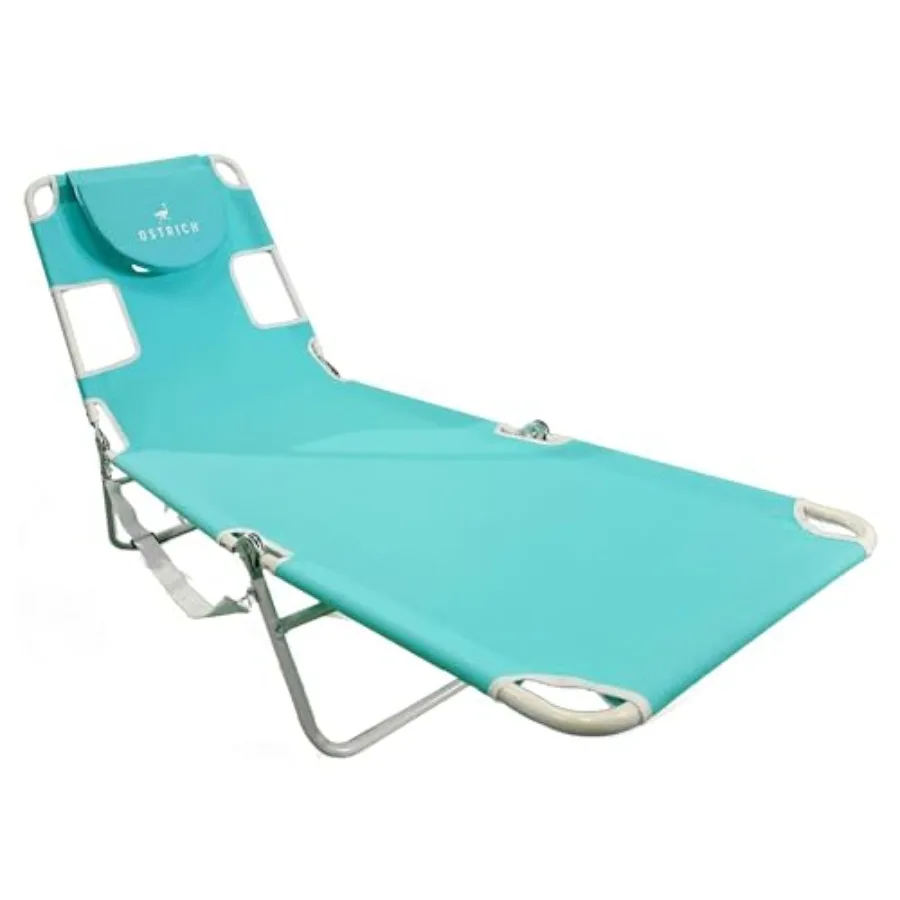 

Portable Reclining Lounger Outdoor Patio Beach Lawn Camping Pool Tanning Chair in Aqua 72 x 22 Inch