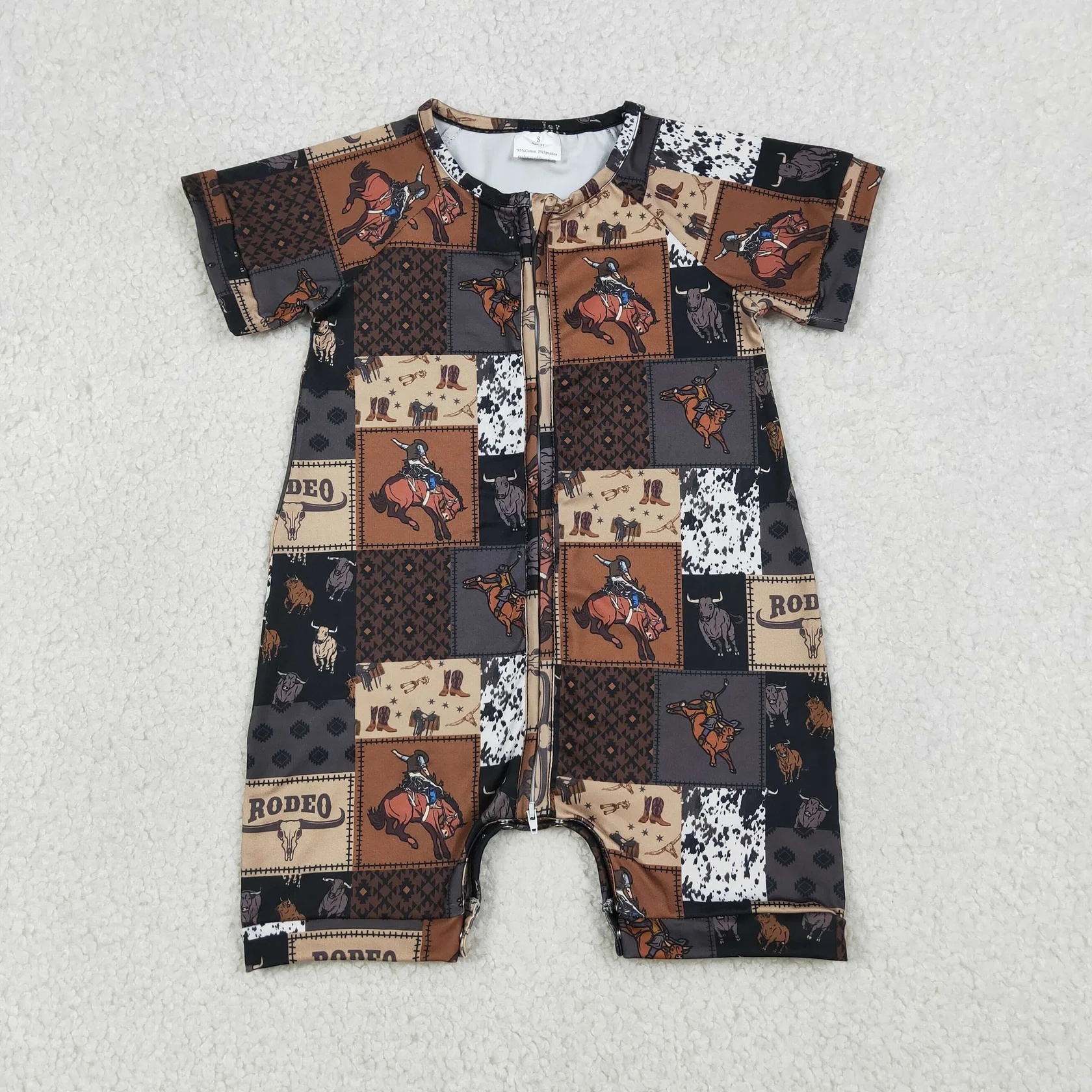 Wholesale Kids Toddler Western Zipper Romper Children Boys Shorts Clothes Newborn Infant Coverall Baby Boy Short Sleeve Bodysuit