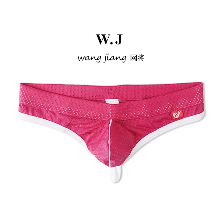 WJ Man Thongs Sexy Low Waist Nylon Mesh Breathable Men\'s Thong T Briefs