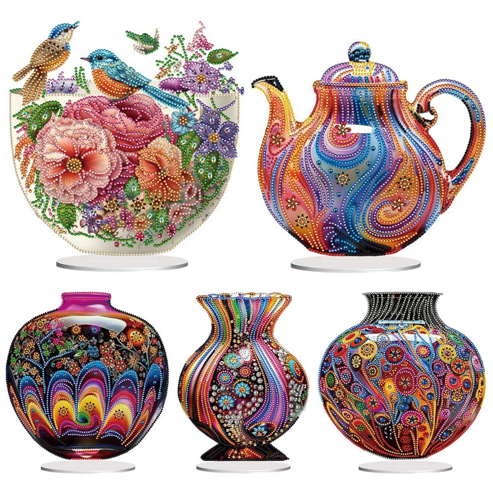 

Акриловая художественная ваза специальной формы, настольная алмазная живопись, наборы украшений, стразы, настольные украшения, декор стола для спальни