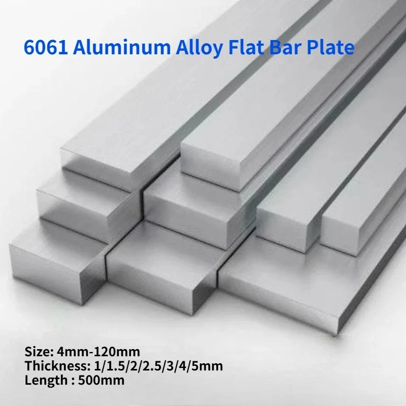 6061 Aluminum Flat Bar Thick 1-5mm Length 500mm, CNC Machining Stock for Fixture Jig Frame DIY, Width 4-120mm