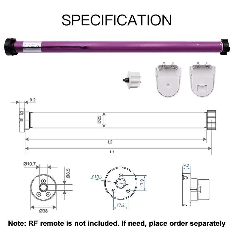 25mm Smart WiFi RF Tubular Motor, Tuya Smart Life APP Roller Blind Shutter Automatic Curtain Motor AC for 38mm Tube Alexa Google