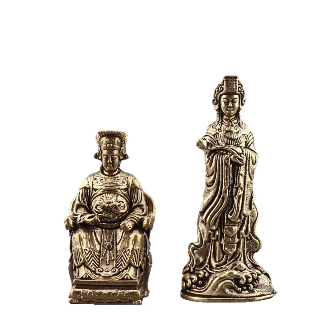 CZ pure brass Mazu ornament home office desktop small ornament Poseidon Empress handicraft ornament