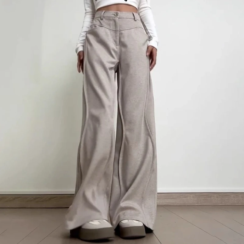 

Korean Lazy Wind Loose Casual Wide-leg Pants Women's Autumn and Winter Design Sensitive Thread Stitching Mop Pants