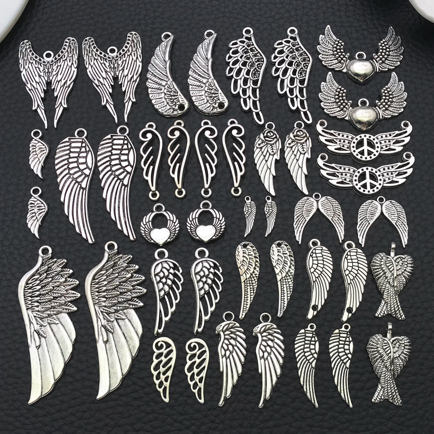 

Angel Wing Charms, New 22/42 pcs Mixed Antique Silver Vintage Feather Wing Pendants.