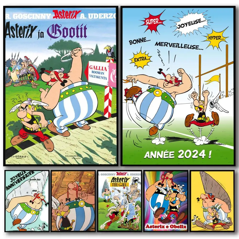 

Anime A-Asterix And Obelix Painting Calligraphy High-Quality Cotton Canvas Poster Wall Art for Living Room Coffee House Decor