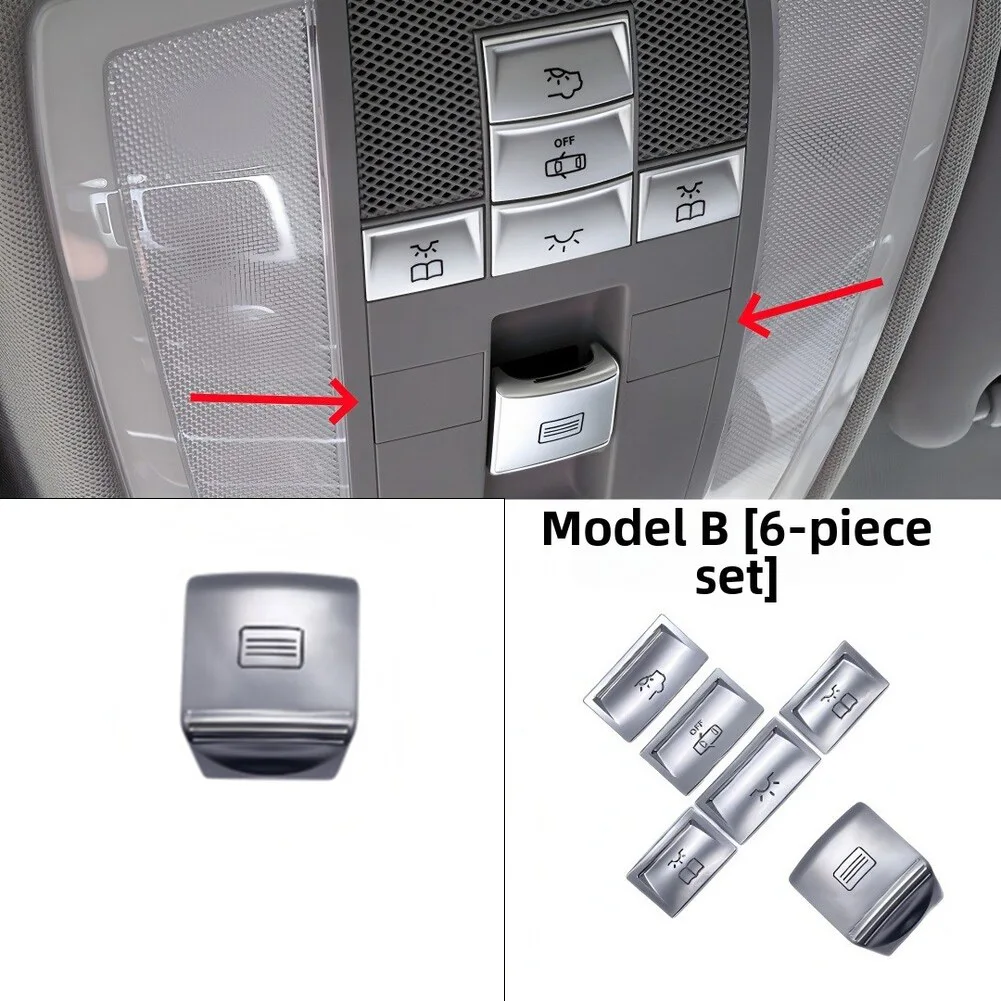 Reading Light Switch Roof Lamp Button for Easy Installation Complete Set 8 6 Pcs Silver For Mercedes GLK 2008-2015