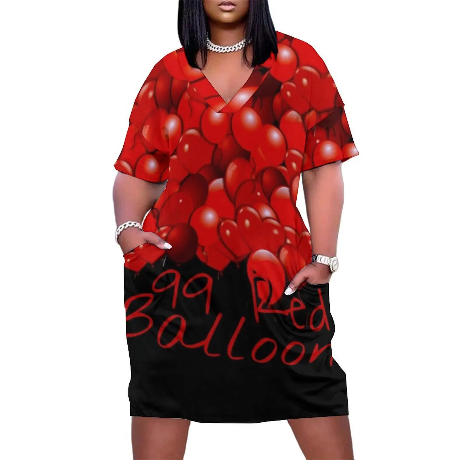 

99 Red Balloons Art Loose Pocket Dress cute dress women's summer dress 2025