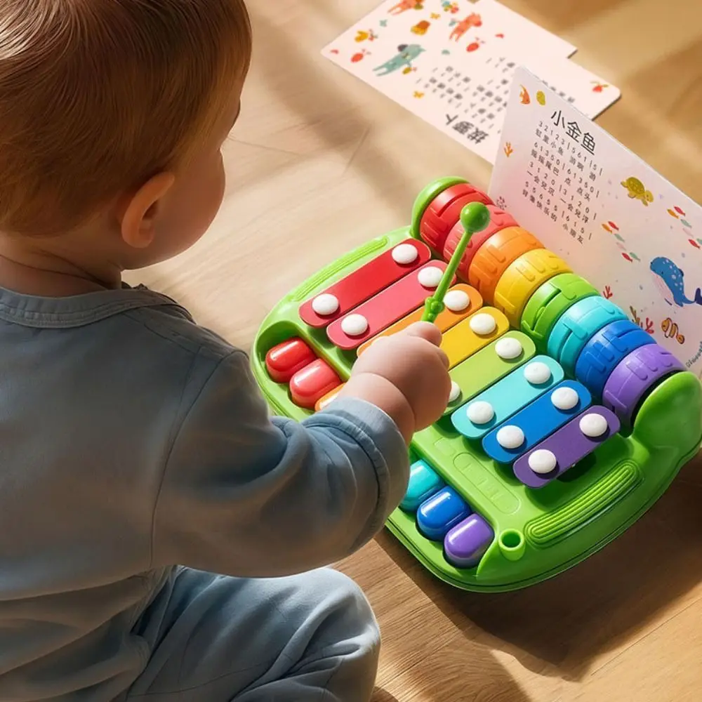 Plastica 8 note bussare giocattoli per pianoforte bussare a mano strumento a percussione musica per bambini bastone per pastella giocattolo educazione precoce 2 in 1