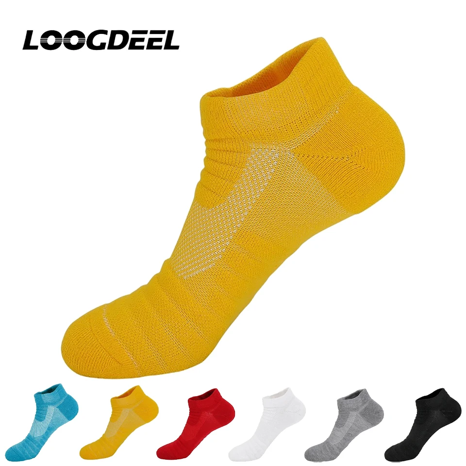 

LOOGDEEL Short Mesh Badminton Socks Women's Short Men's Low-cut Basketball Socks Men's Towel-bottom Running Sports Socks