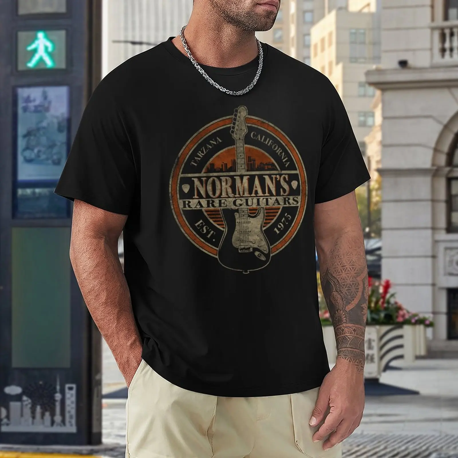 humor fashion t shirt Norman S Rare Guitars Tee T-Shirt korean fashion black t shirt summer top t shirts men's tees t-shirt image 4