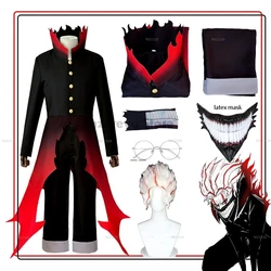 Ken Takakura Ken Okarun Cosplay Costume Dandadan Turbo Granny Mode Wig Red Trench Coat Black School Outfit Halloween Party 3XL