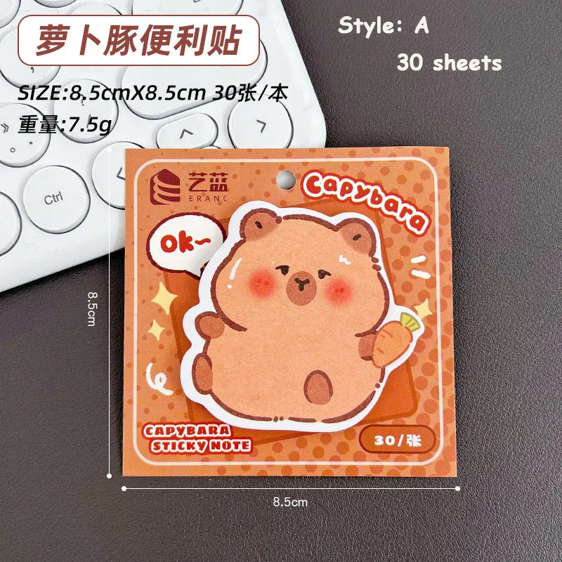 Imagem -05 - Capivara Kawaii Auto Adesivo Sticky Note Notebooks Engraçados dos Desenhos Animados Papelaria de Escritório Material Escolar Estética Pcs