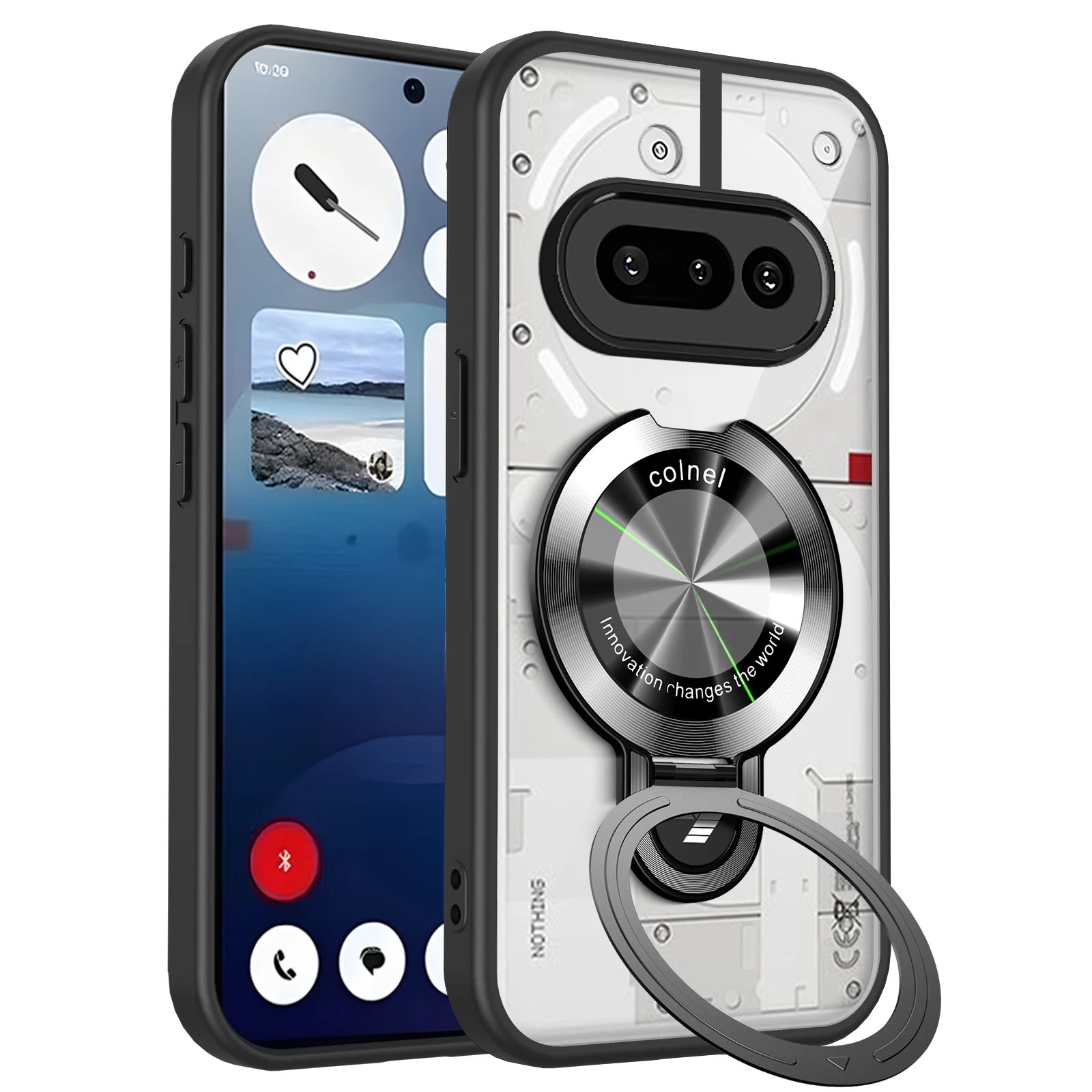 For Nothing Phone 4A Pro Case Hard PC Transparent Ring Brack