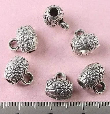 20pcs 10x8x7mm,hole:2mm Alloy matel  tibetan silver  2sided flower bail  beads HWH1498