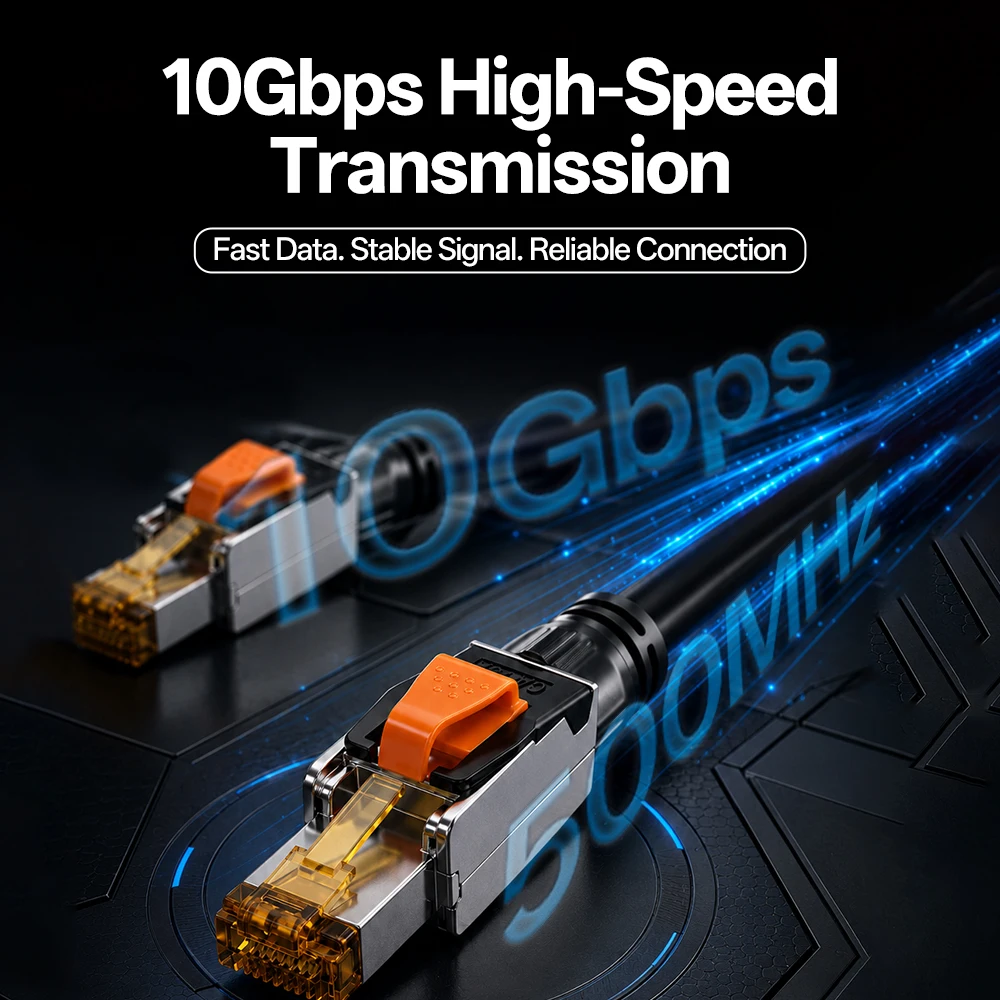 BYXGD CAT6A Tool‑Free Shielded RJ45 Connector 10Gbps 500MHz Reusable STP Ethernet Plug No Crimp Tool for 22‑26AWG Network Cable