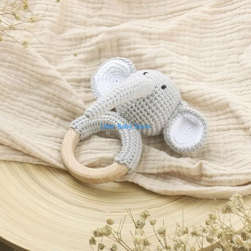 N80C طفل الخشب دمية شخشيخة الكروشيه الحيوان الزرافة الطفل عضاضة الصالة الرياضية الموسيقى حشرجة الموت الدائري- #4