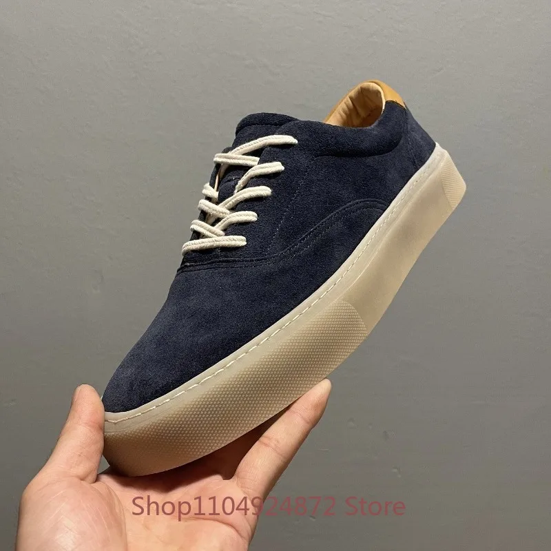 Fashion Men Shoes English Style Genuine Leather Low-top Shoes Comfortable Flats Vintage Casual Sneakers