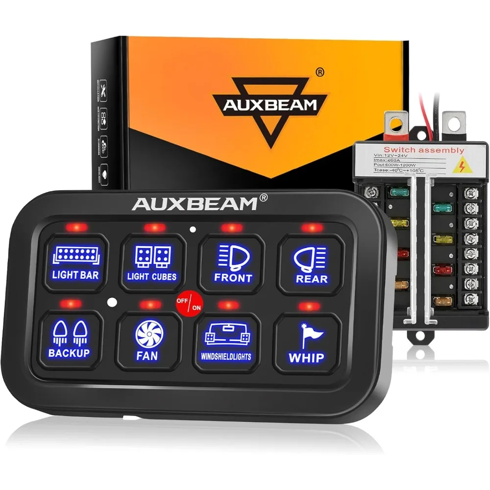 8 Gang Switch Panel BB80 Universal Circuit Control Relay System Automatic Dimmable LED Switch Control Panel- Blue