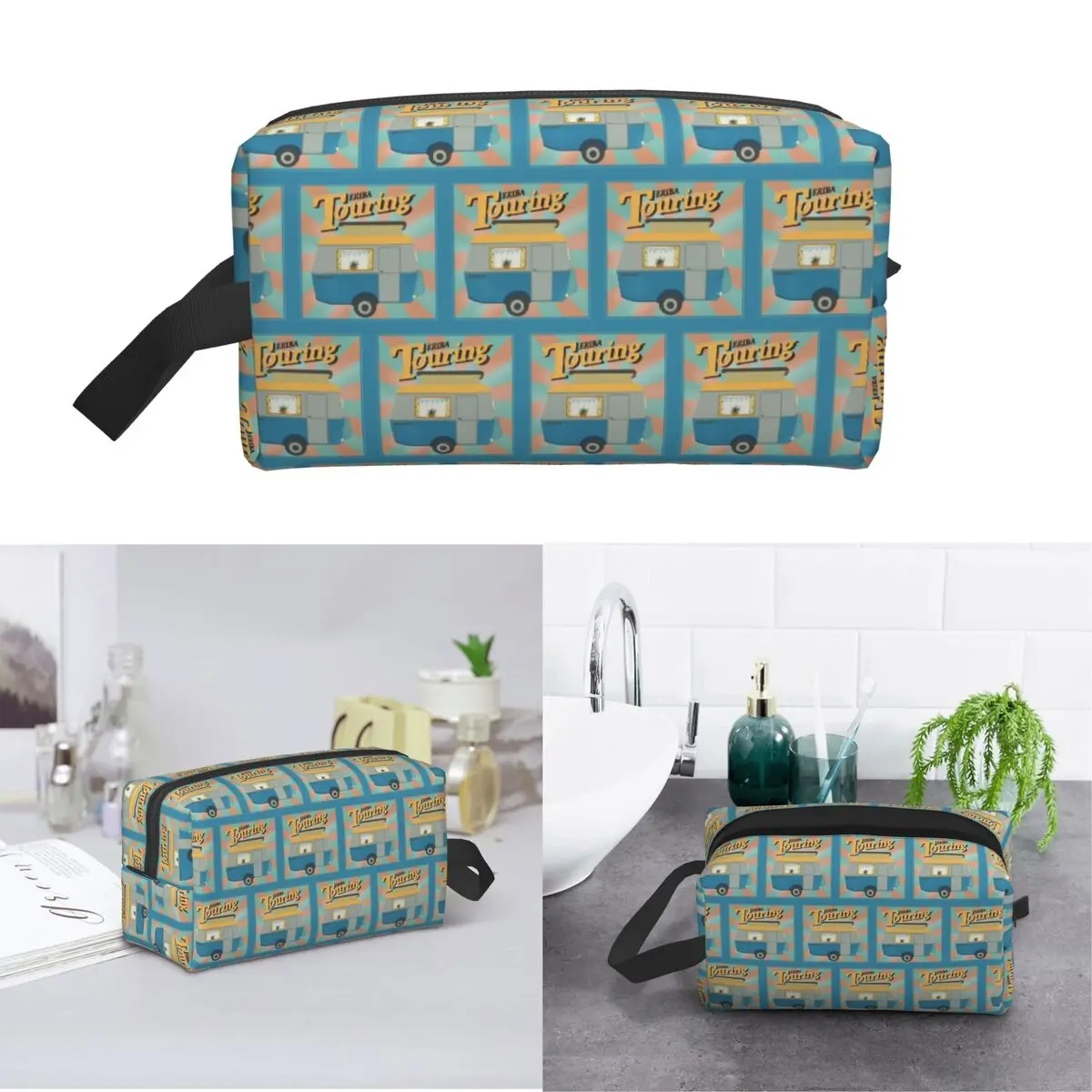 Vintage Touring Eriba Puck Adventure Makeup Bag Cosmetic Organizer Storage Dopp Kit Toiletry Cosmetic Bag for Women Beauty
