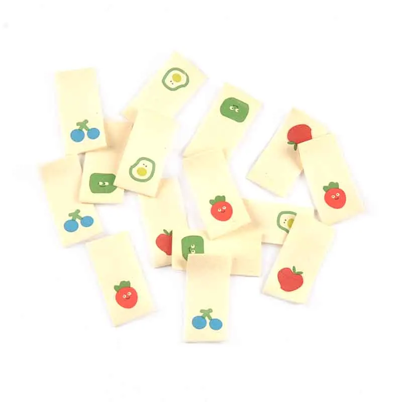 

50pcs 2x4cm Mixed Fruit Pattern Label For DIY Clothing Bag Decoration Tags Sewing Accessories Without Gum cp4148