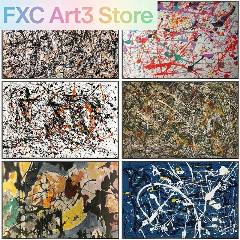 Pintura em tela sem moldura, 1 peça, Jackson Pollock, pintura abstrata com linhas livres, impressões de mural, pôster, imagens HD impressas em tela