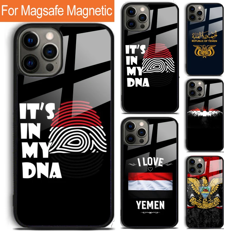 Yemen Flag Phone Case For iPhone 16 15 14 13 12 11 Pro Max Plus Magsafe Magnetic Wireless Charging Cover