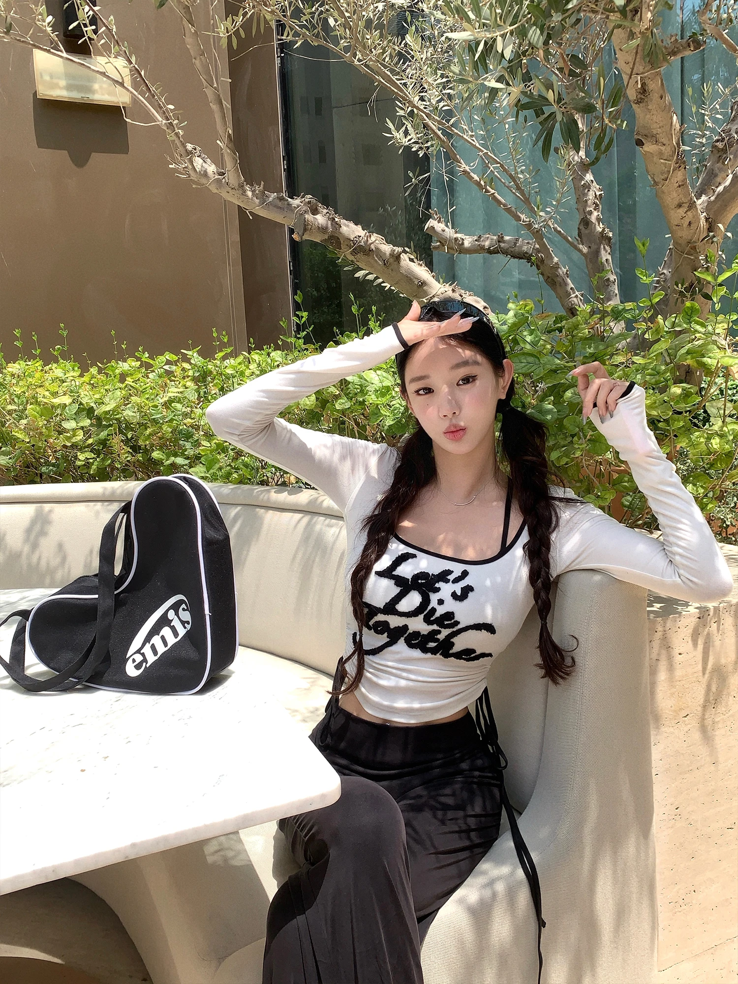 

Женская футболка с надписью Sle Long Sve в стиле ретро, топ с пикантным дизайном для девочек, облегающий летний топ с креативным узором и принтом