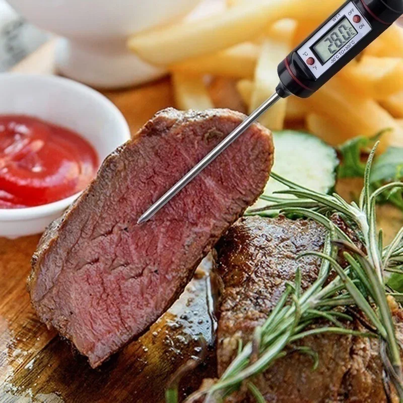 

Kitchen Stainless Steel Digital Meat Thermometer Digital Kitchen Probe Thermometer Food Cooking BBQ Meat Steak Turkey Wine