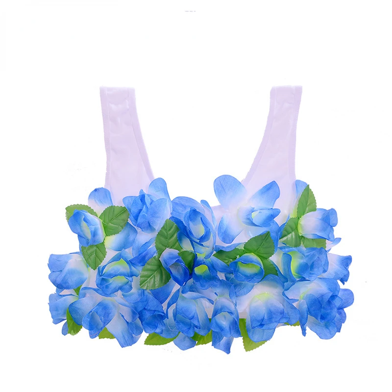 New Colorful Hawaii Flower Bra Floral canotte Hula Dance Costume Cosplay Party Christmas Decoration Year