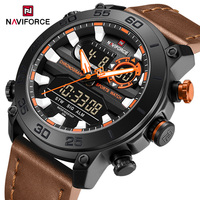 NAVIFORCE Man Watch Military Sports Analog Fashion Leather Quartz Wristwatches Day and Date Display Waterproof Clock Male Gift