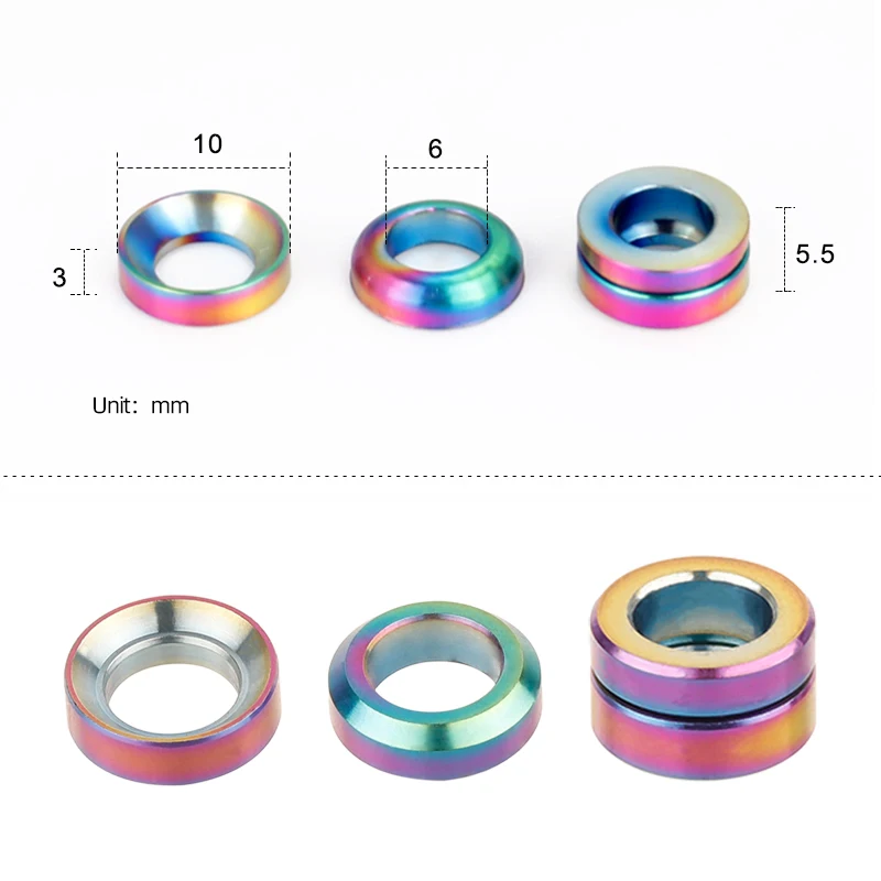 Titanium Brake Caliper M6 Spacers CNC Machined Concave Convex Spaers for MTB Road Bike BMX Brake Height Adjustment