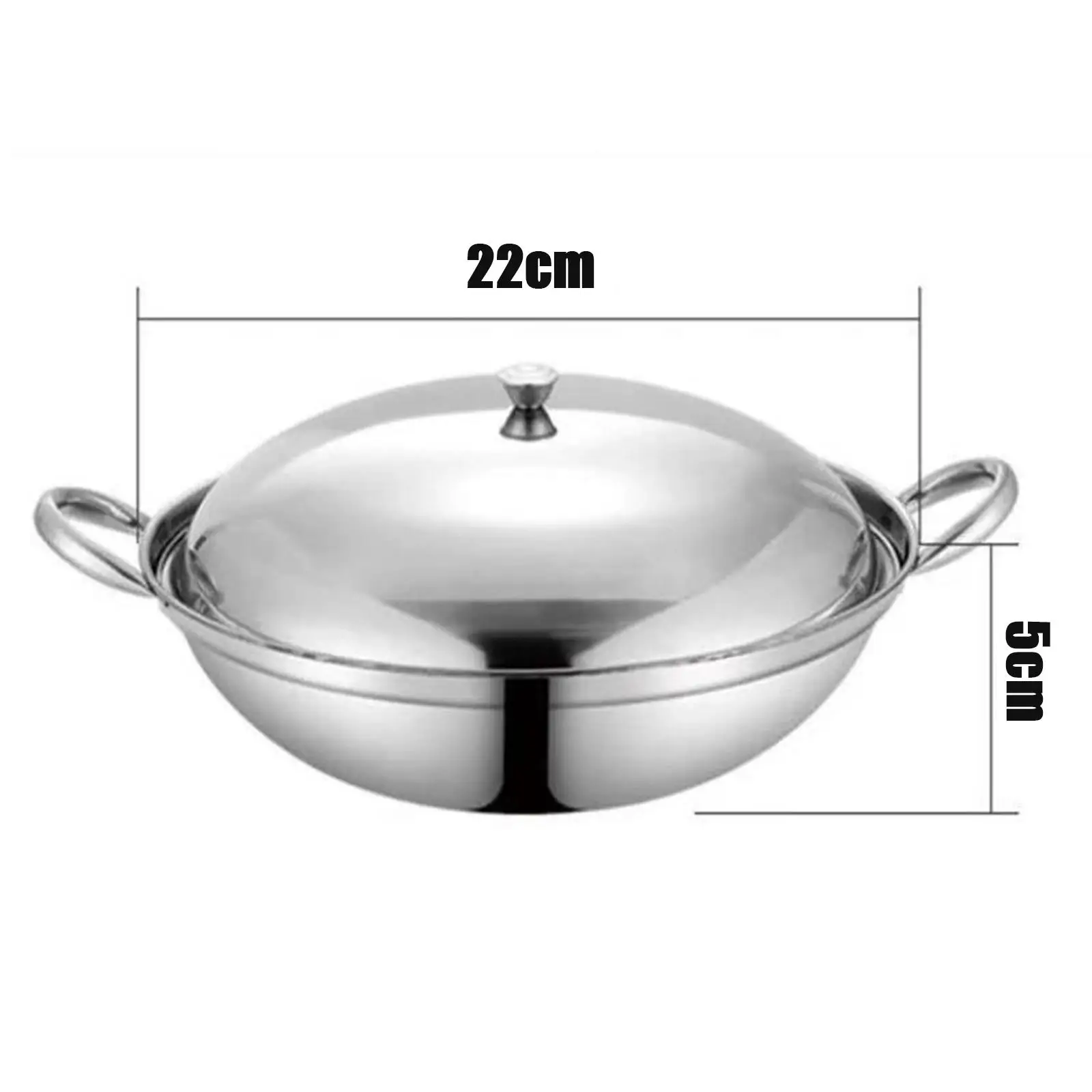 

Stainless Steel Pot with Lid Double Handle Hotpot Binaural Pot for Outdoor