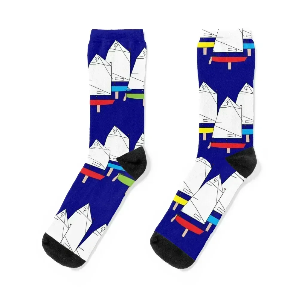 

Optimist Sailing Dinghy Socks christmass gift cartoon cycling snow Mens Socks Women's
