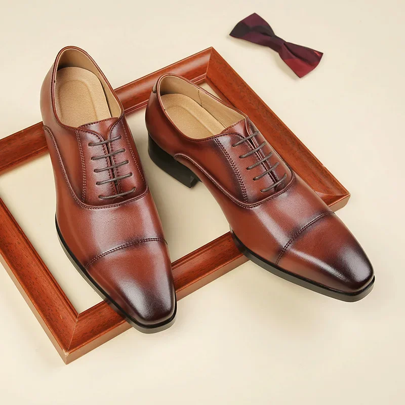 New Oxford Shoes Men Shoes PU Solid Color Fashion Business Casual Daily Classic Lace-up Dress Shoes 
