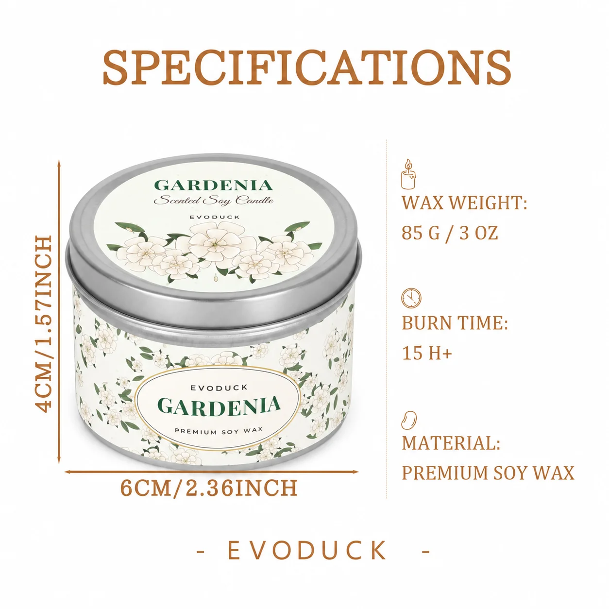 Gardenia Scented Soy Candle 4pcs/2pcs/1pc Silver Travel Tin Candles Clean Floral Fragrance Aromatherapy Candle for Bathroom Spa Home Decoration Wedding Bridesmaid Gift for Women Bride Long Burning White Flower Calming Aroma Relaxation Candle Set